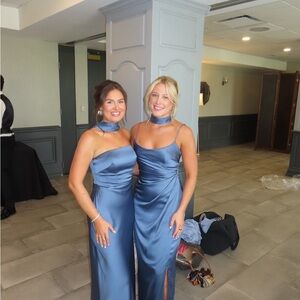 Jenny Yoo Wren Style in evening blue. This is a size 6 but tailored like size 4.